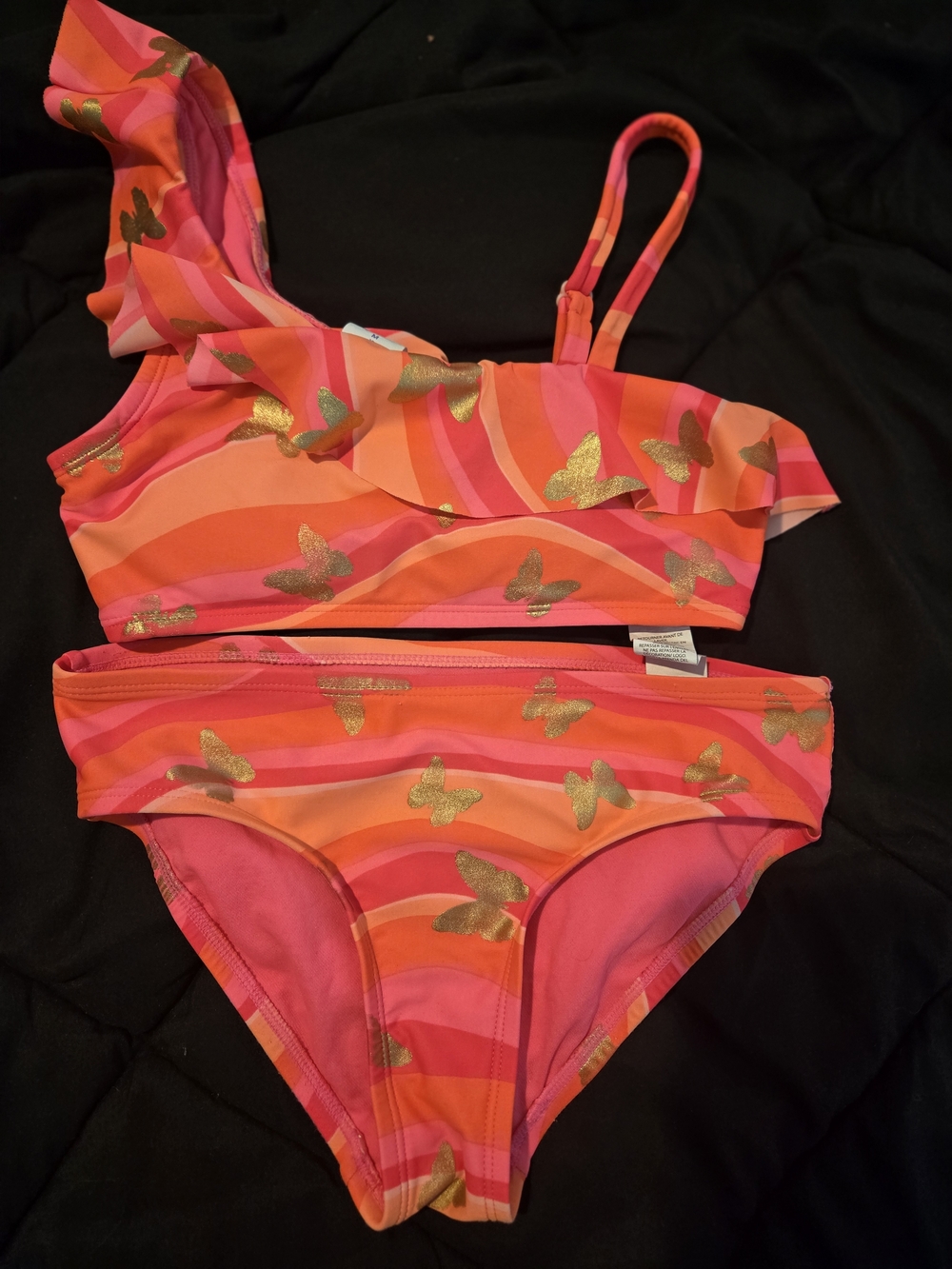 Sugar & Jade Girls Pink & Orange Butterfly Bikini Set